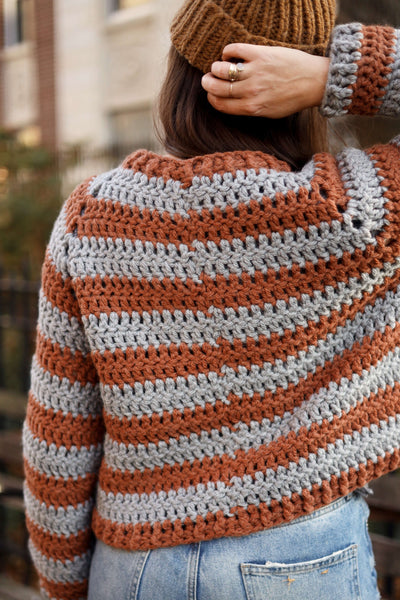 Lion Brand Yarn - Another day, another sweater! #SweaterWeather . Comfy  Cotton Blend Yarn:  📸 therealjourneychaneldesigns  (IG), pattern: Glacier Breeze Pullover . #yarnstagram #crochet  #crochetlover #crochetallday