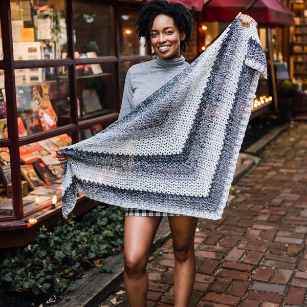 Black crochet sale shawl