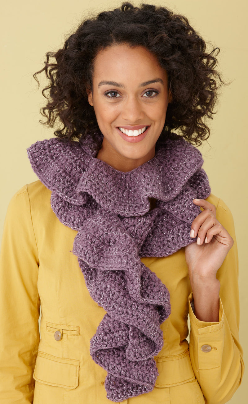 Glitter Ruffle Scarf (Crochet) – Lion Brand Yarn