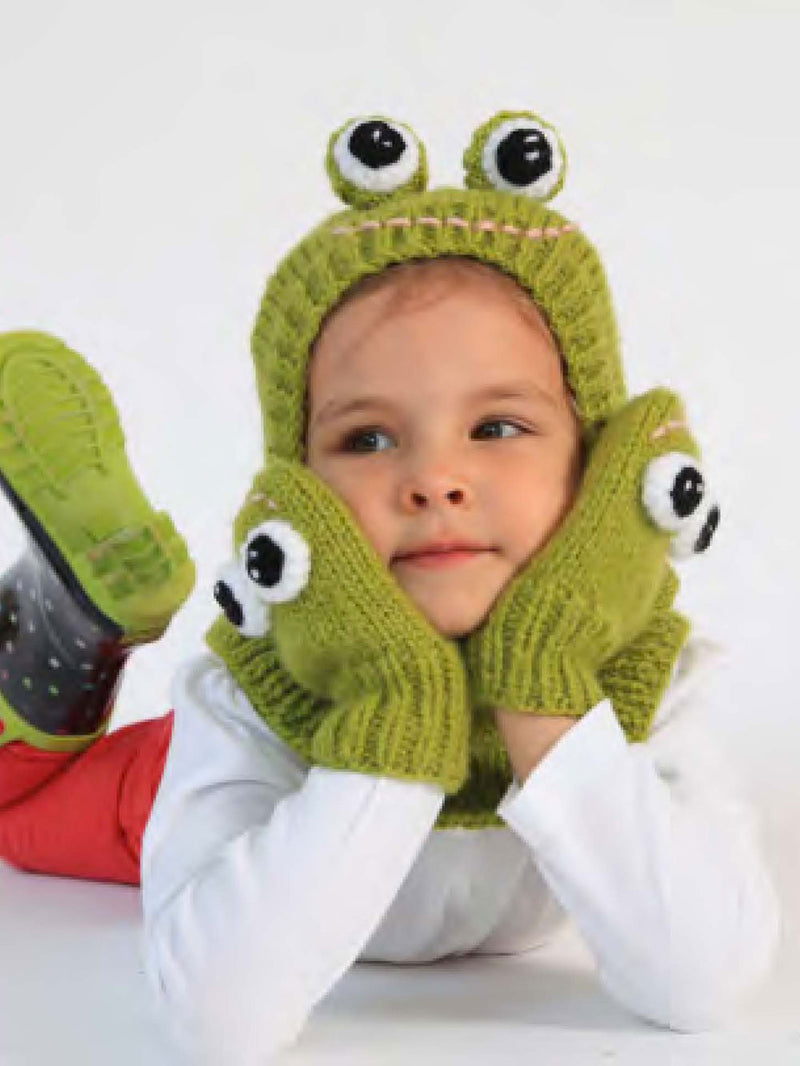 Funky Frog Hat And Mittens Pattern (Knit-Crochet) – Lion Brand Yarn