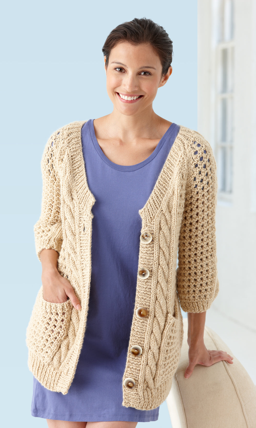 Cables And Lace Cardigan (Knit) – Lion Brand Yarn