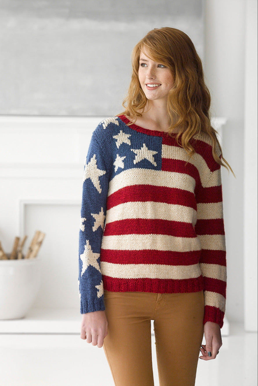 Wool Knit American 2024 Flag Sweater Wool