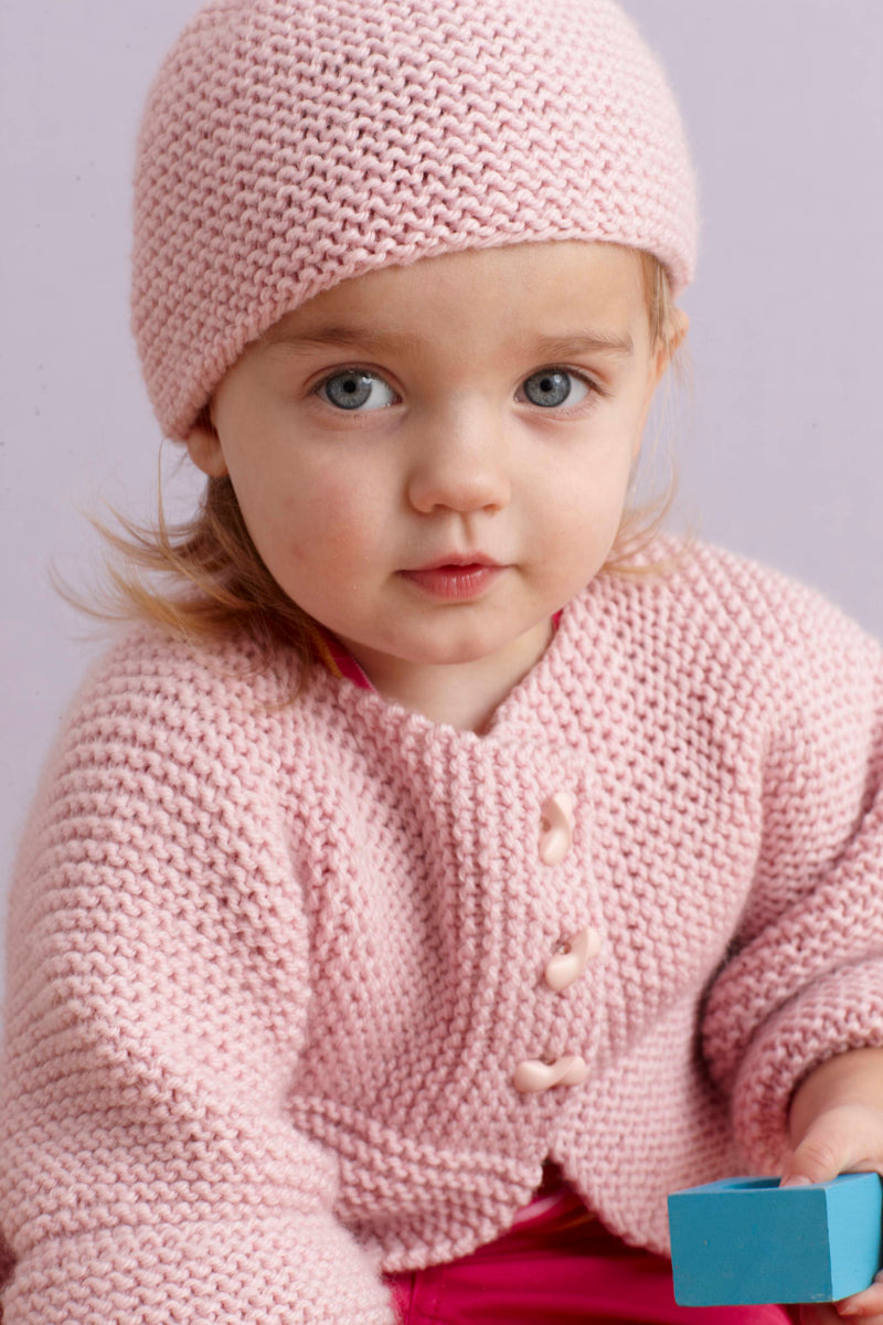 Strawberry Pink Sideways Cardigan And Hat Pattern (Knit) – Lion Brand Yarn