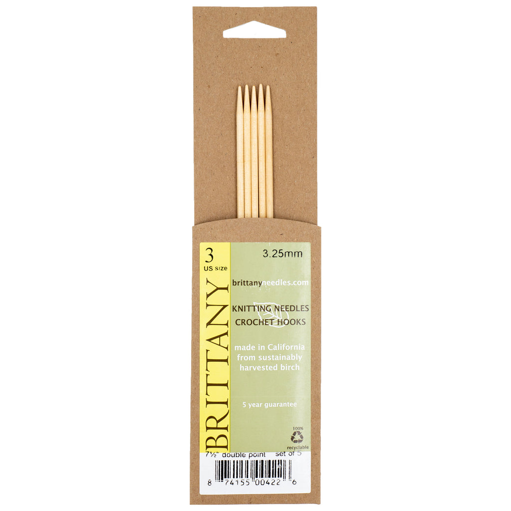 Brittany Birchwood Double Pointed Knitting Needles 7.5" (Sizes 3 to 17 –  Lion Brand Yarn