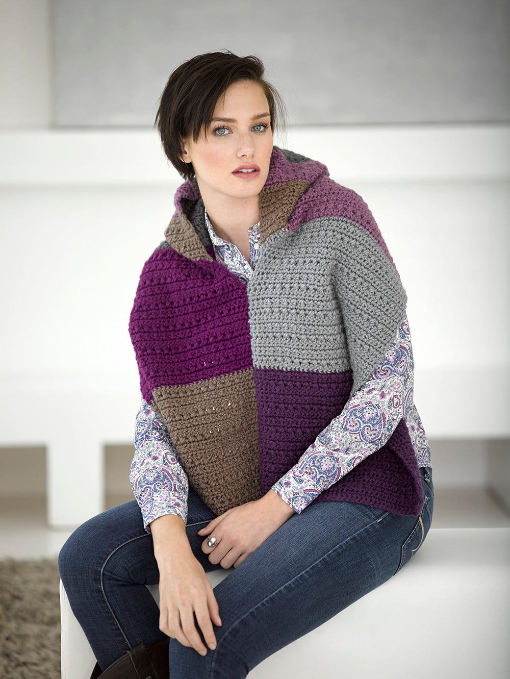 Crochet Color Blocked Hoodie – Lion Brand Yarn