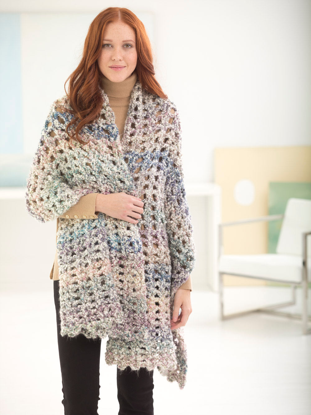 Gentle V-Stitch Shawl (Crochet) – Lion Brand Yarn