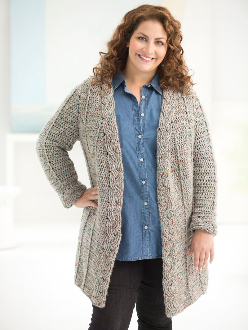 Curvy Girl® Crochet Cabled Cardigan – Lion Brand Yarn